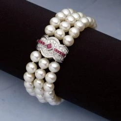 Scully & Scully 18k White Gold Cultured Pearl Gemstone & Diamond Bracelet -Jewelry Shop unnamed file 1398