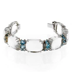 Scully & Scully 18k White Gold Blue Topaz & Diamond Square Crystal Bracelet