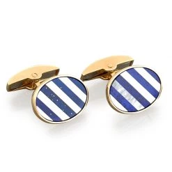 Scully & Scully 18K Gold Lapis Lazuli Striped Cufflinks