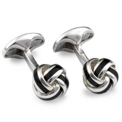 Scully & Scully Sterling Silver Enamel Knot Cufflinks