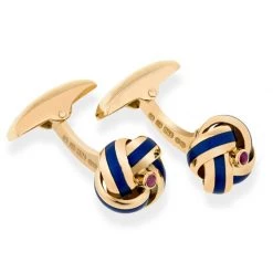 Scully & Scully 18k Yellow Gold Enamel And Ruby Cufflinks, Royal