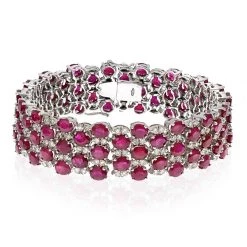 Scully & Scully 18K White Gold Ruby & Diamond Checkerboard Bracelet