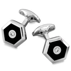 Scully & Scully Onyx & Diamond Hexagonal Cufflinks