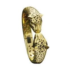 Scully & Scully 18k Gold Cheetah Head With Diamond Eyes Hinged Bracelet