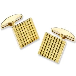 Scully & Scully 18K Yellow Gold Square Hobnail Cufflinks