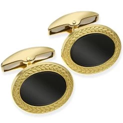 Scully & Scully 18k Gold Onyx Oval Cufflinks