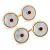 Scully & Scully 18k Rose Gold Mother Of Pearl Cufflinks With Ruby Center -Jewelry Shop unnamed file 1453
