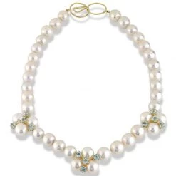 Scully & Scully 18k Sky Blue Topaz & Pearl Necklace