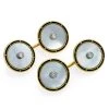 Scully & Scully 18k Gold Mother Of Pearl, Black Enamel Cufflinks With Diamond Center -Jewelry Shop unnamed file 1463