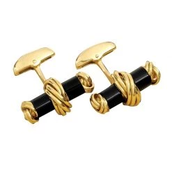 Scully & Scully 18k Gold Onyx & Knot Cufflinks