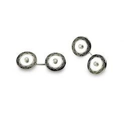 Scully & Scully 18k White Gold Cufflinks With Sapphire Center