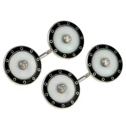 Scully & Scully 18k White Gold Mother Of Pearl Cufflinks With Diamonds