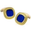 Scully & Scully 18k Gold Cushion Cufflinks With Yellow Enamel And Flat Lapis Center -Jewelry Shop unnamed file 1490