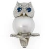 Scully & Scully 18k White Gold & Pearl Owl Pin
