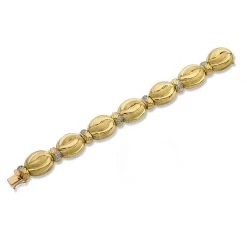 Scully & Scully 18k Gold Ribbed Alternating Florentine Bracelet