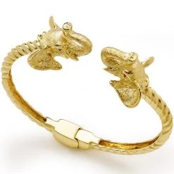 Scully & Scully 18K Gold Double Hinged Elephant Head Bracelet