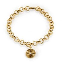 Scully & Scully 18K Yellow Gold Chain Bracelet With Chakra Evil Eye Charm
