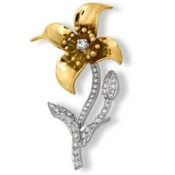 Scully & Scully 18k Gold Diamond Clematis Pin