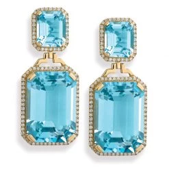 Scully & Scully Blue Topaz Earrings With Diamonds