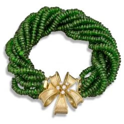 Scully & Scully 18k Yellow Gold Diopside & Diamond Ribbon Bracelet