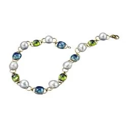 Scully & Scully 18k Yellow Gold Blue Topaz, Peridot & South Sea Pearl Necklace