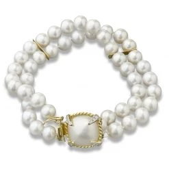 Scully & Scully 18K Yellow Gold Mabe Pearl Diamond Pearl Bracelet
