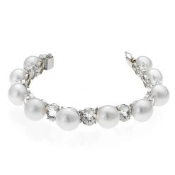 Scully & Scully 18k White Gold Freshwater Pearls & White Topaz Bracelet