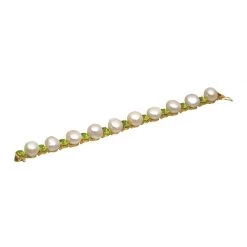 Scully & Scully 18k Yellow Gold Freshwater Pearl & Peridot Bracelet