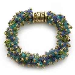 Scully & Scully 18K Gold Tanzanite, Peridot & Apatite Cluster Bracelet
