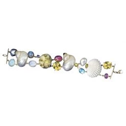 Scully & Scully 18k Gold Multi Stone Shell Bracelet