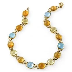 Scully & Scully 18k Gold Citrine & Blue Topaz Necklace