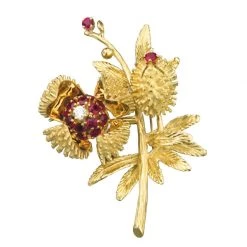 Scully & Scully 18k Gold Chestnut & Leaves Movable Pin