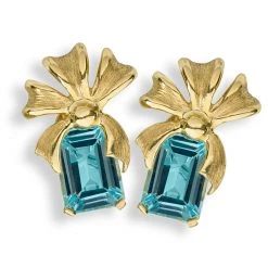 Scully & Scully 18K Yellow Gold Ribbons With Blue Topaz Earrings