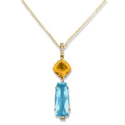 Scully & Scully 18k Yellow Gold Blue Topaz & Citrine Pendant Necklace