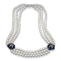 Scully & Scully 18k White Gold London Blue Topaz & Pearl Necklace