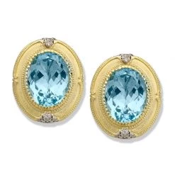 Scully & Scully 18k Gold Blue Topaz & Diamond Earrings