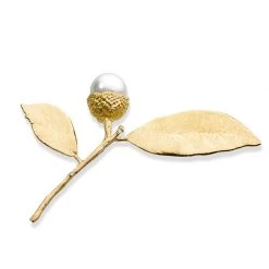 Scully & Scully 19k Yellow Gold & 18k Gold Acorn Leaf Pin