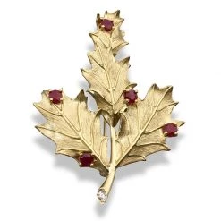 Scully & Scully 18k Gold Holly Leaf Pin