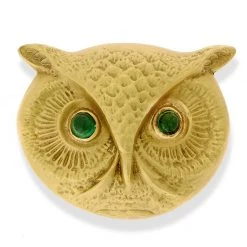 Scully & Scully 18k Gold Large Owl Face Pin