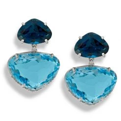 Scully & Scully 18k White Gold Topaz Dual Teardrop Earrings