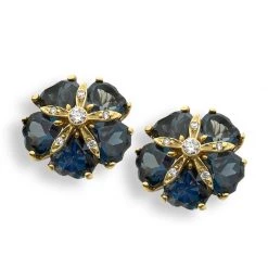 Scully & Scully 18k Yellow Gold London Blue Topaz Sand Dollar Earrings