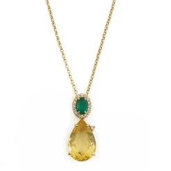 Scully & Scully 18k Gold Emerald & Yellow Beryl Necklace
