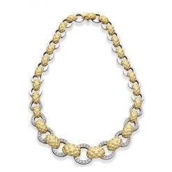 Scully & Scully 18k Satin White And Yellow Gold Diamond Necklace