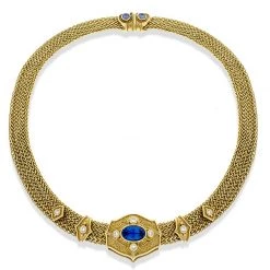 Scully & Scully 18k Gold Woven Tanzanite & Diamond Necklace