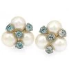 Scully & Scully 18k White Gold Pearl And Sky Blue Topaz Earrings