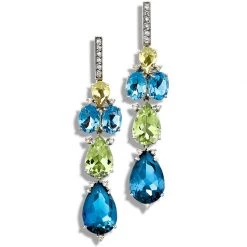 Scully & Scully 18k White Gold London Blue Topaz Drop Earrings