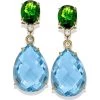 Scully & Scully 18k Gold Chrome Diopside & Blue Topaz Drop Earrings