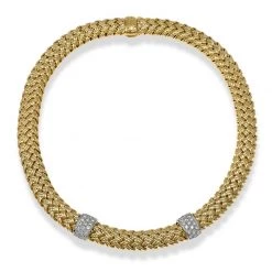Scully & Scully 18k Yellow Gold Woven Diamond Necklace