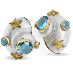 Scully & Scully 18k Nautilus Shell Earrings With Blue Topaz & Seashells -Jewelry Shop unnamed file 289