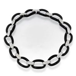 Scully & Scully 18K White Gold Onyx & Pave Diamond Necklace